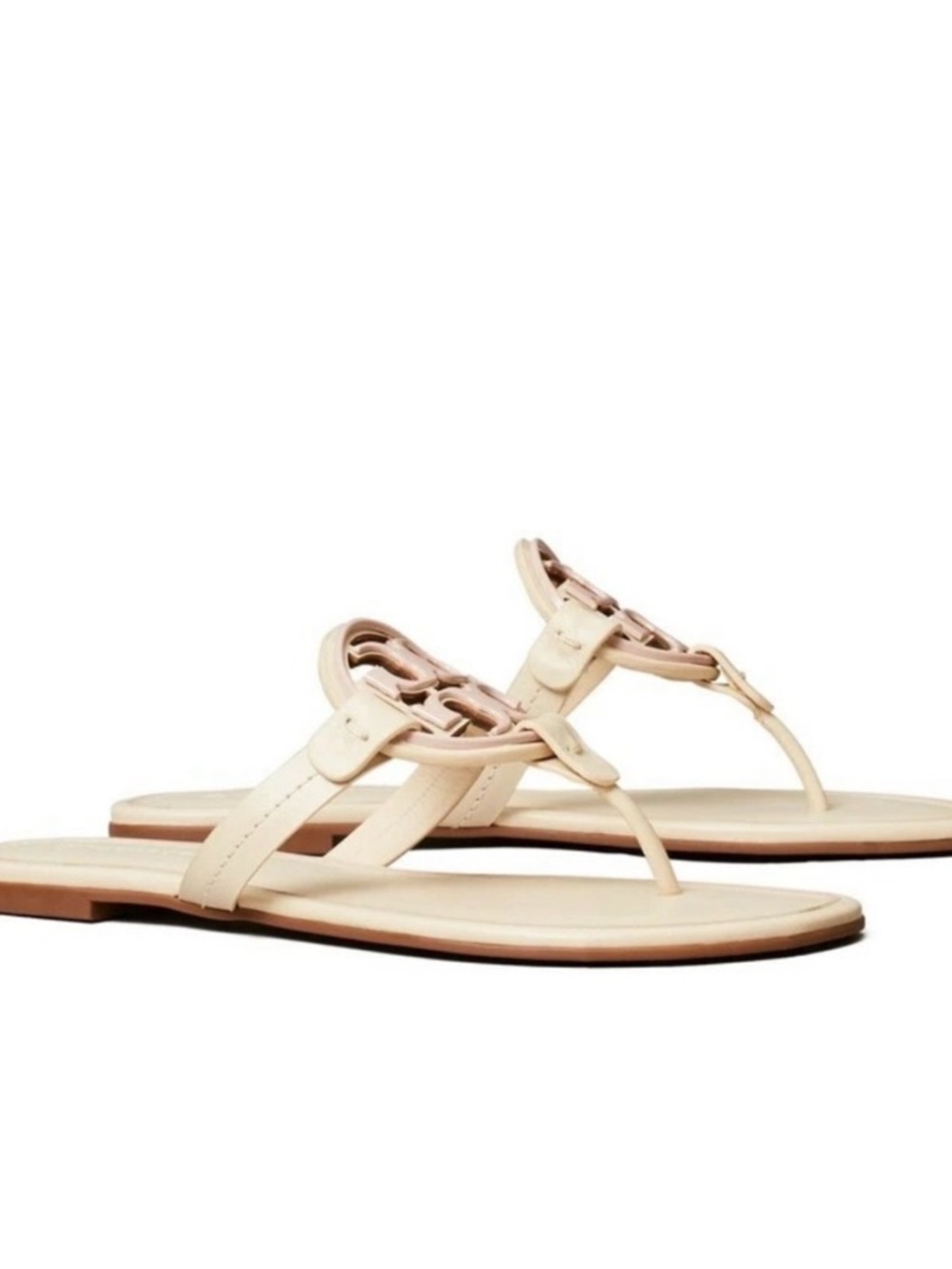 Tory Burch NWT Miller sandals- cream & seashell pink Size 9.5 - Picture 2 of 9